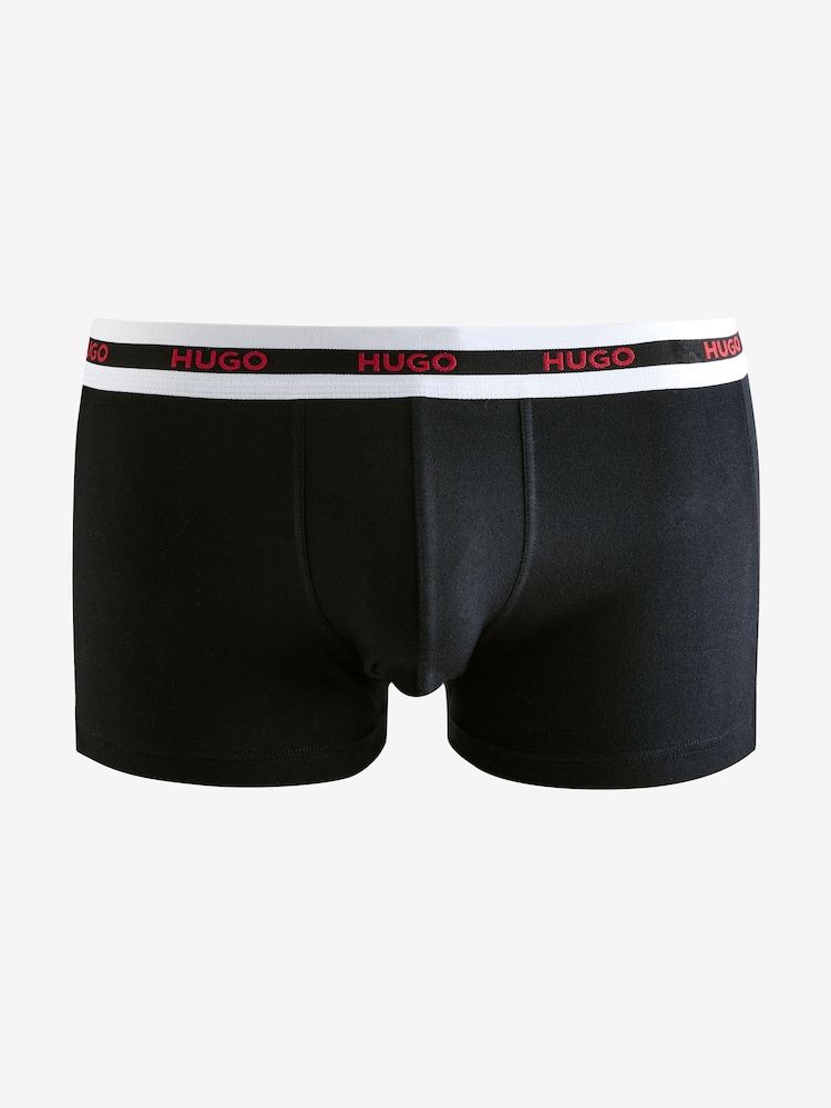 HUGO Natural Logo Waistband Cotton Boxers 3 Pack - Image 2 of 5