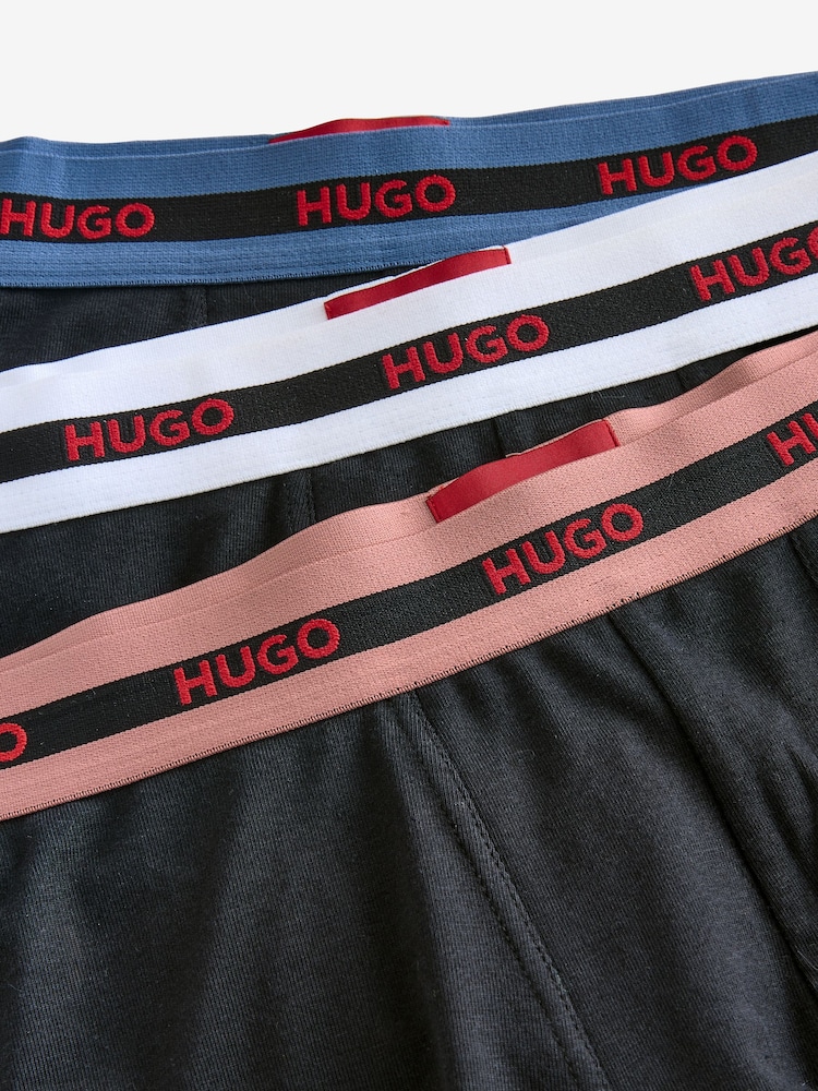 HUGO Natural Logo Waistband Cotton Boxers 3 Pack - Image 5 of 5