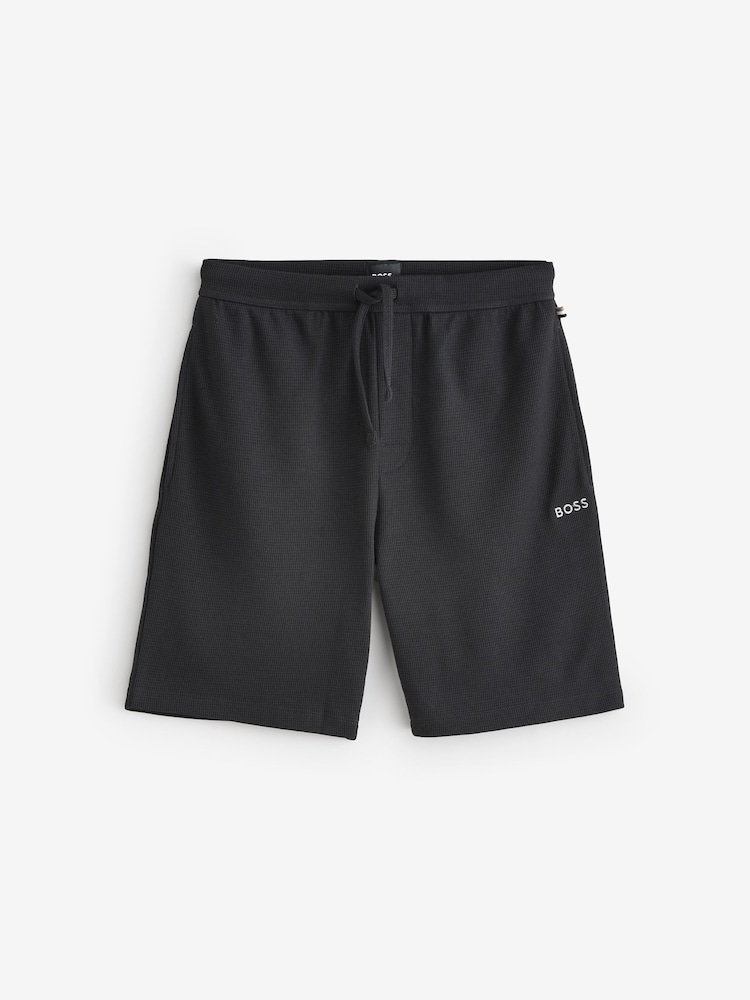 BOSS Black Waffle Structure Cotton Shorts - Image 4 of 4
