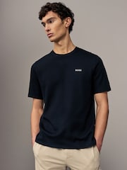 BOSS Black Waffle Structured Cotton T-Shirt - Image 1 of 4