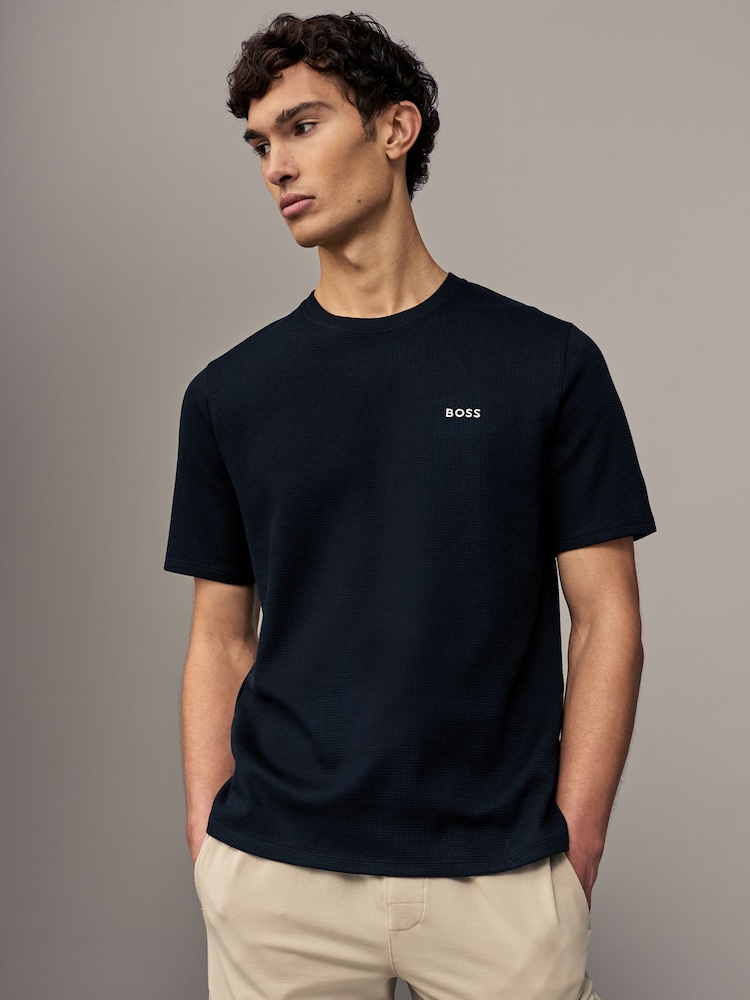 BOSS Black Waffle Structured Cotton T-Shirt - Image 1 of 4