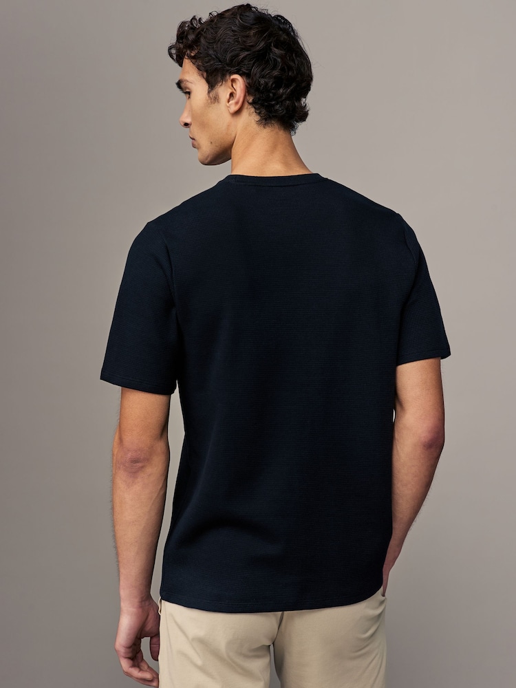 BOSS Black Waffle Structured Cotton T-Shirt - Image 2 of 4