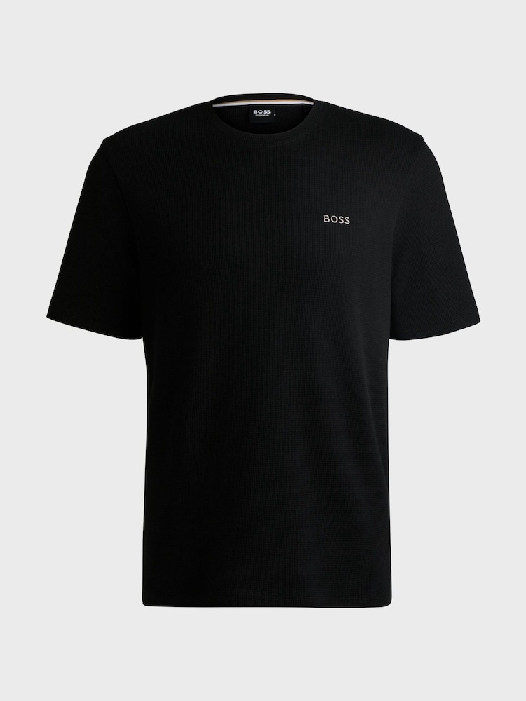 BOSS Black Waffle Structured Cotton T-Shirt - Image 4 of 4