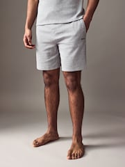 BOSS Grey Cotton-Blend Waffle-Structure Pyjama Shorts - Image 1 of 5