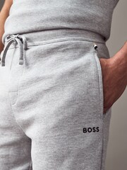 BOSS Grey Cotton-Blend Waffle-Structure Pyjama Shorts - Image 3 of 5