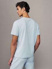 BOSS Blue/white Signature Stripe Stretch Cotton T-Shirt - Image 2 of 4