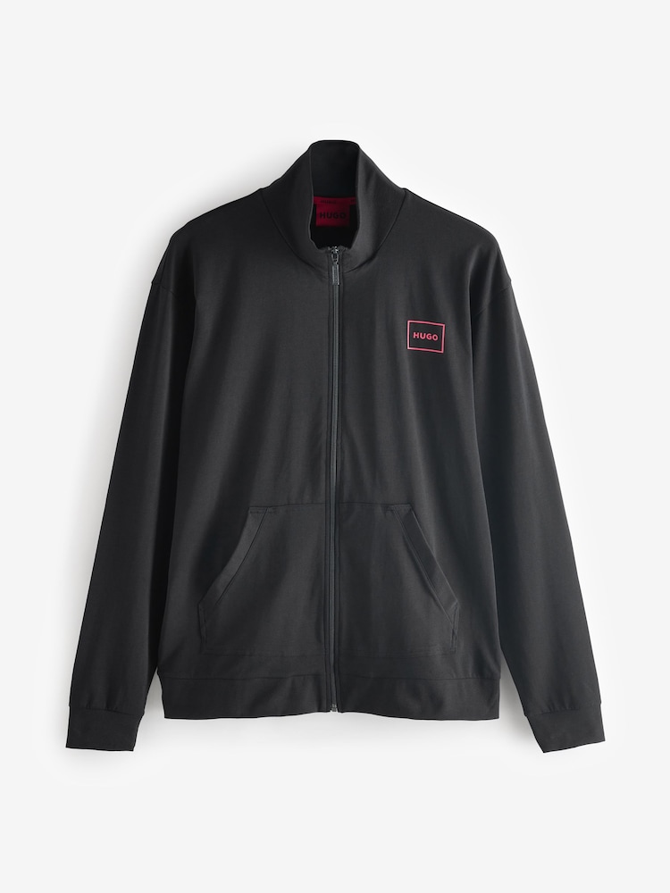 HUGO Black Frame Logo Relaxed Fit Stretch Cotton Jacket - Image 1 of 4