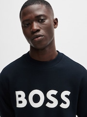 BOSS Blue Rubber Logo Relaxed Fit Terry Jersey Sweatshirt - Image 4 of 5