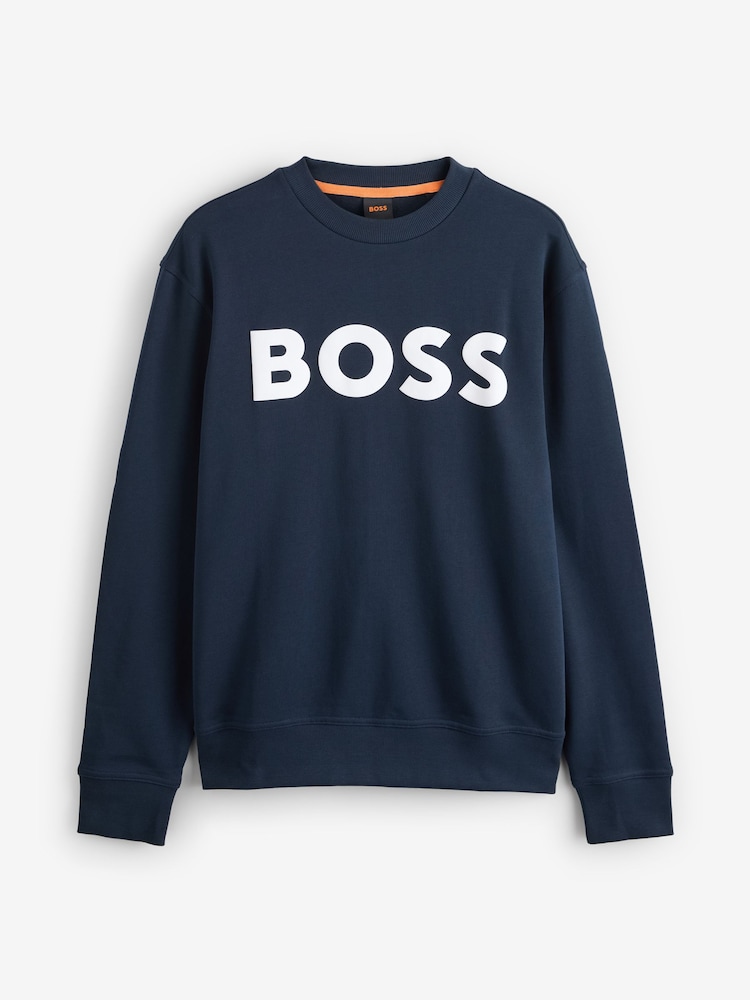 BOSS Blue Rubber Logo Relaxed Fit Terry Jersey Sweatshirt - Image 5 of 5
