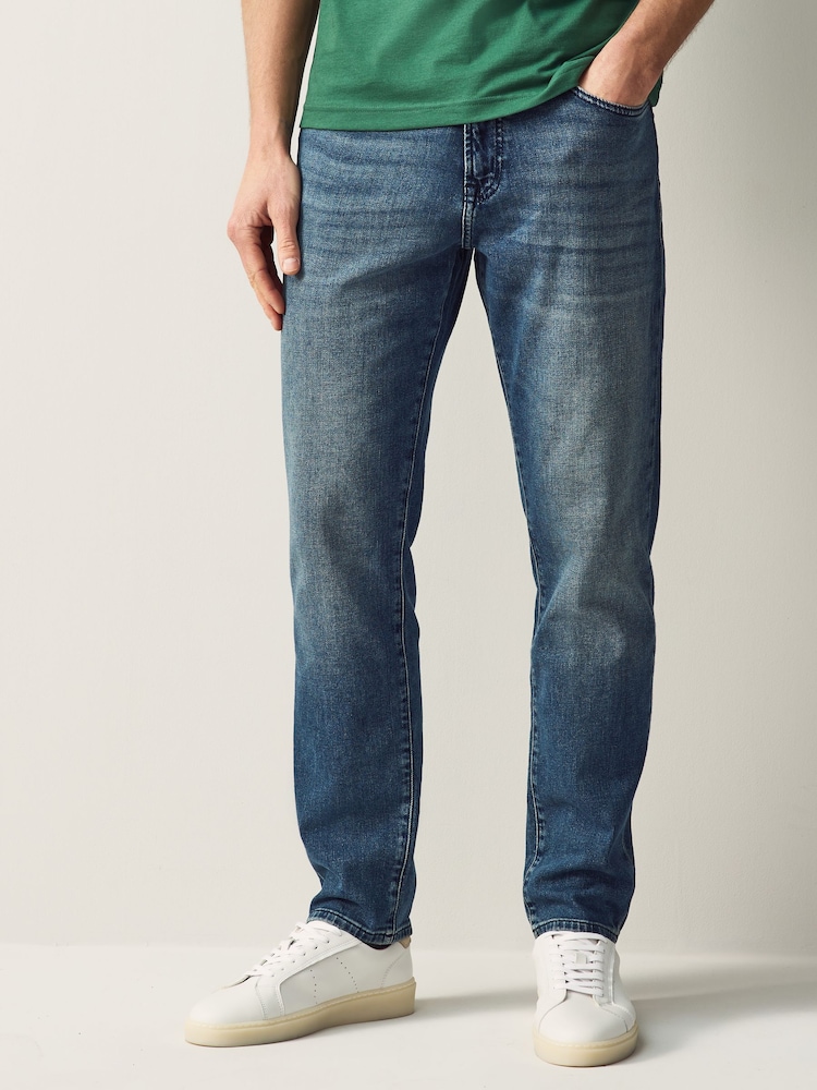 BOSS Denim Blue Tapered Fit Comfort Stretch Denim Jeans - Image 1 of 5 BOSS Denim Blue Tapered Fit Comfort Stretch Denim Jeans - Image 1 of 5