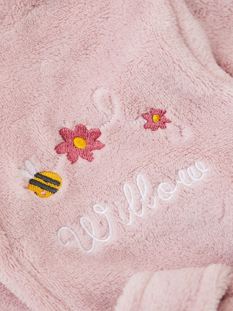My 1st Years Pink Personalised Bumblebee Design Pink Fleece Robe - Image 2 of 6