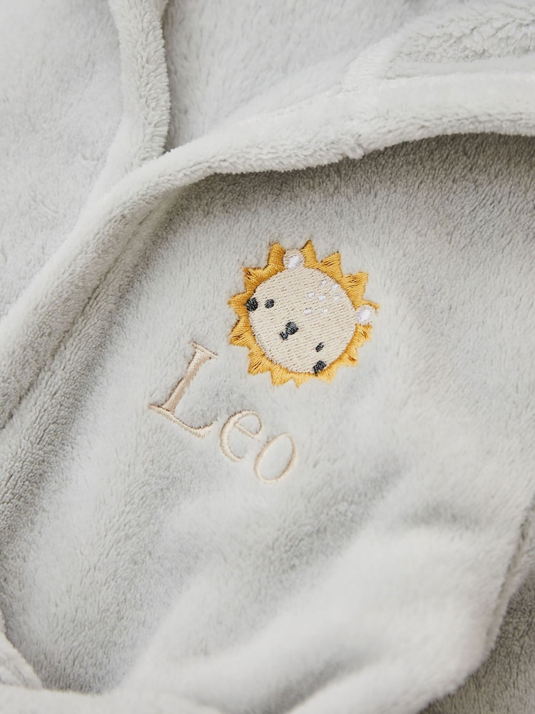 My 1st Years Grey Personalised Lion Cub Fleece Robe with Ears - Image 2 of 5