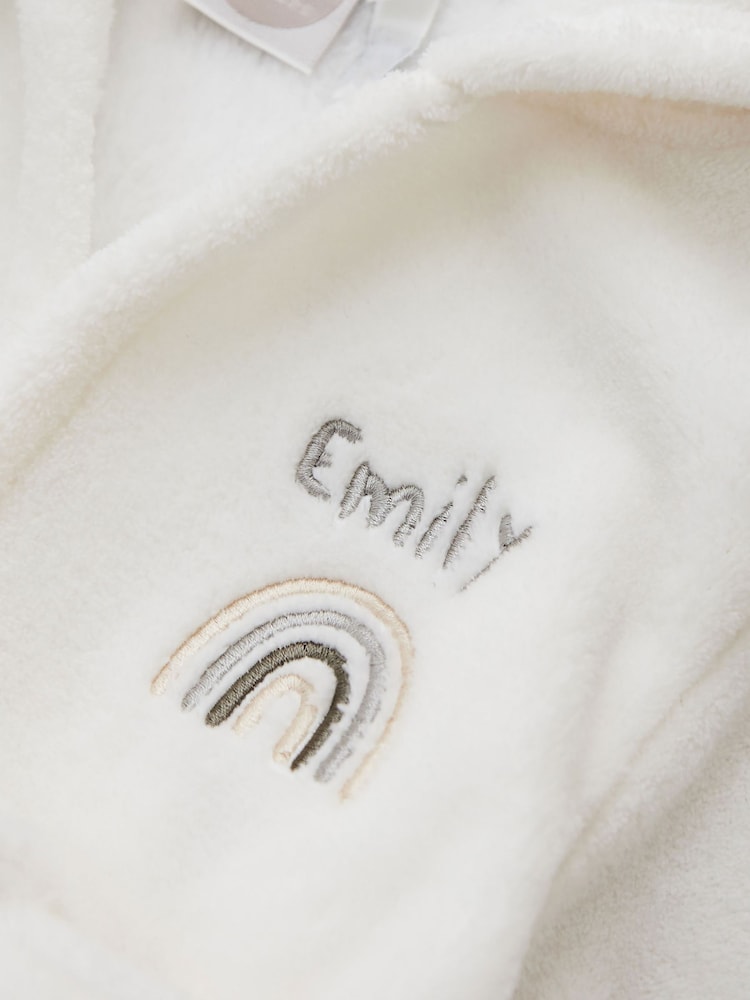 My 1st Years Personalised Rainbow White Fleece Robe with Ears - Image 2 of 5
