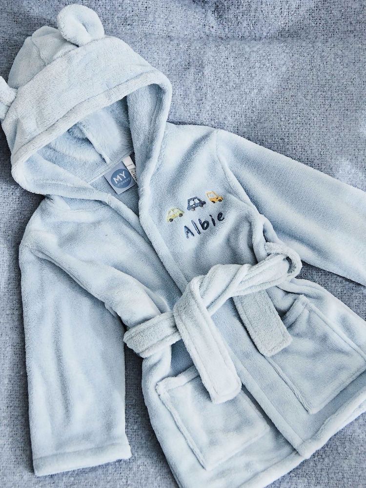 My 1st Years Blue Personalised Car Fleece Robe with Ears - Image 1 of 5