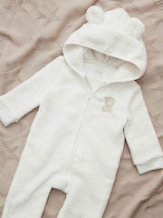My 1st Years Personalised Biscuit Bear White Fleece All-In-One - Image 1 of 6