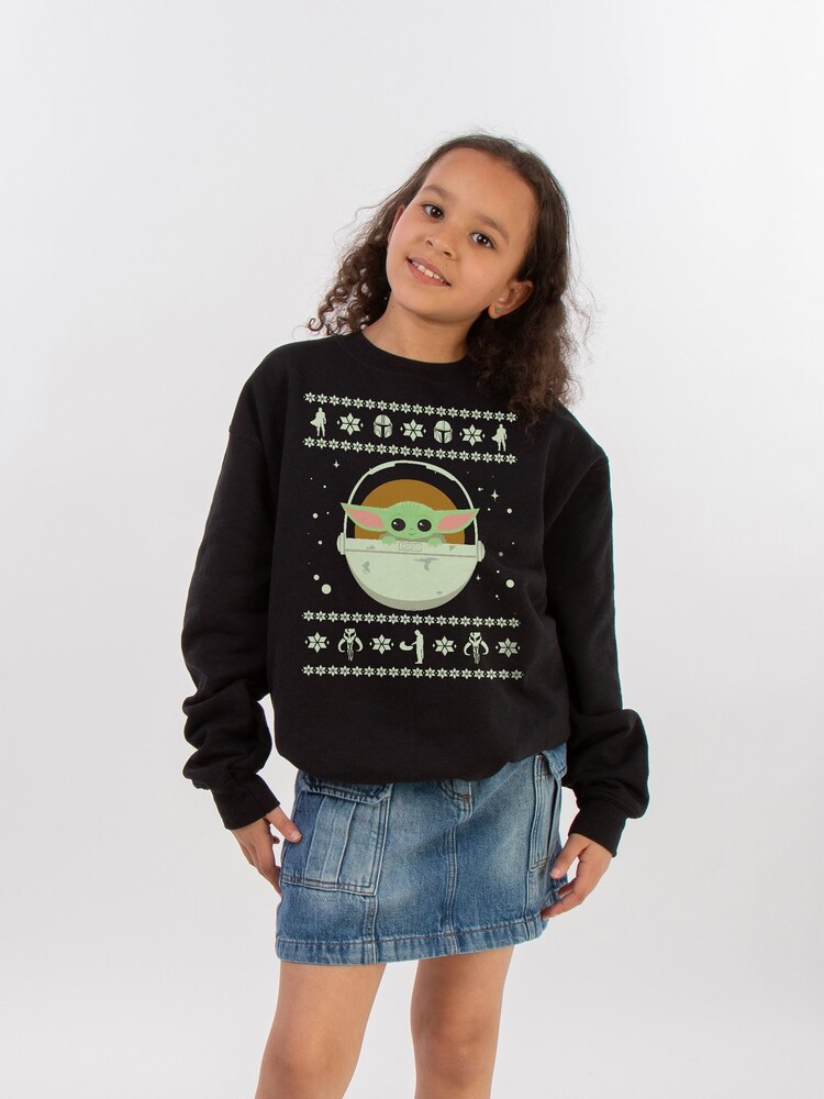 Brands In Black Girls Star Wars The Mandalorian Christmas Sweatshirt - Image 2 of 4