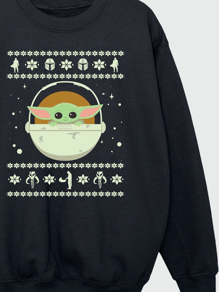 Brands In Black Girls Star Wars The Mandalorian Christmas Sweatshirt - Image 4 of 4