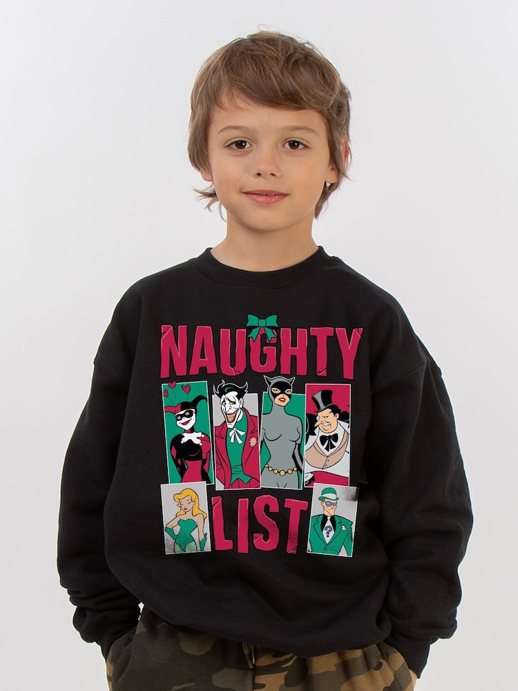 Brands In Black Boys DC Comics Batman Naughty List Sweatshirt - Image 1 of 4