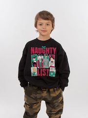 Brands In Black Boys DC Comics Batman Naughty List Sweatshirt - Image 2 of 4
