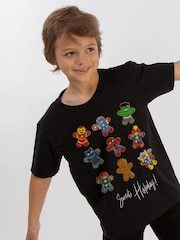 Brands In Black Boys Marvel Gingerbread Christmas Avengers 100% Cotton T-Shirt - Image 1 of 4