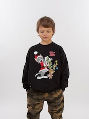 Brands In Black Boys Tom and Jerry Reindeer Christmas Sweatshirt - Image 2 of 4