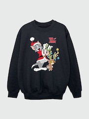 Brands In Black Boys Tom and Jerry Reindeer Christmas Sweatshirt - Image 3 of 4