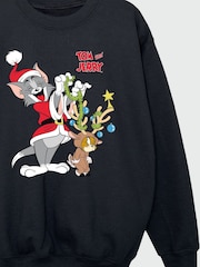 Brands In Black Boys Tom and Jerry Reindeer Christmas Sweatshirt - Image 4 of 4