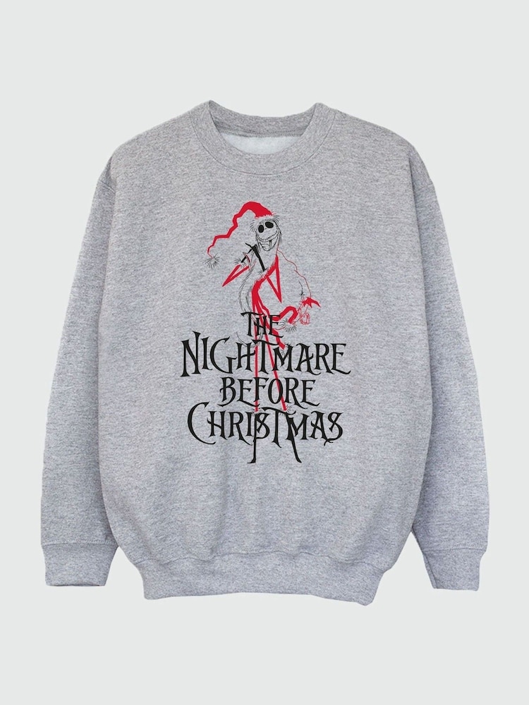 Brands In Grey Girls Disney The Nightmare Before Christmas Santa Heather Sweatshirt - Image 6 of 6