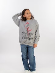 Brands In Grey Girls Disney The Nightmare Before Christmas Santa Heather Sweatshirt - Image 2 of 4