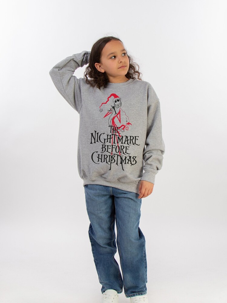 Brands In Grey Girls Disney The Nightmare Before Christmas Santa Heather Sweatshirt - Image 2 of 4