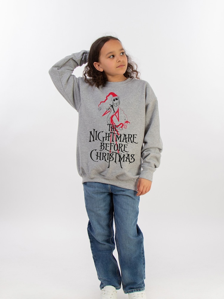 Brands In Grey Girls Disney The Nightmare Before Christmas Santa Heather Sweatshirt - Image 2 of 4 Brands In Grey Girls Disney The Nightmare Before Christmas Santa Heather Sweatshirt - Image 2 of 4