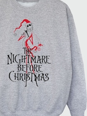Brands In Grey Girls Disney The Nightmare Before Christmas Santa Heather Sweatshirt - Image 4 of 4