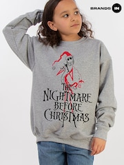Brands In Grey Girls Disney The Nightmare Before Christmas Santa Heather Sweatshirt - Image 1 of 6