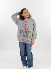 Brands In Grey Girls Disney The Nightmare Before Christmas Santa Heather Sweatshirt - Image 3 of 6