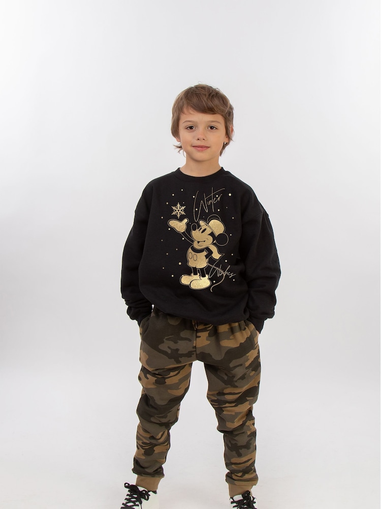 Brands In Black Boys Disney Mickey Mouse Winter Wishes Sweatshirt - Image 2 of 4
