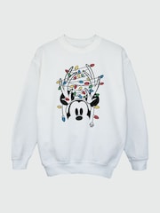 Brands In White Girls Disney Mickey Mouse Christmas Lights Sweatshirt - Image 3 of 4