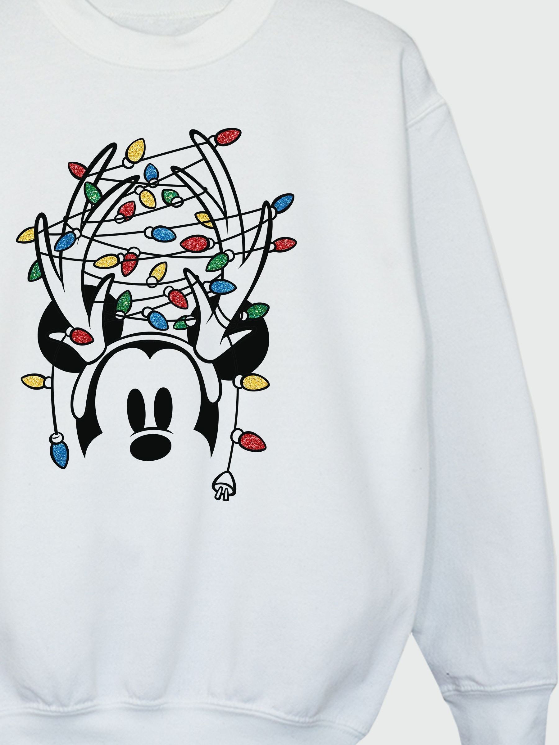 Buy Brands In White Girls Disney Mickey Mouse Christmas Lights Sweatshirt from the Next UK online shop