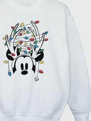 Brands In White Girls Disney Mickey Mouse Christmas Lights Sweatshirt - Image 4 of 4