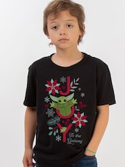Brands In Black Boys Star Wars The Mandalorian Joy To The Galaxy 100% Cotton T-Shirt - Image 1 of 4