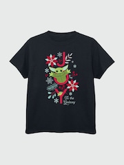 Brands In Black Boys Star Wars The Mandalorian Joy To The Galaxy 100% Cotton T-Shirt - Image 3 of 4