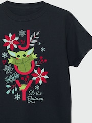 Brands In Black Boys Star Wars The Mandalorian Joy To The Galaxy 100% Cotton T-Shirt - Image 4 of 4