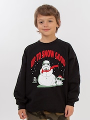 Brands In Black Boys Star Wars The Mandalorian Snowman Christmas Sweatshirt - Image 1 of 4