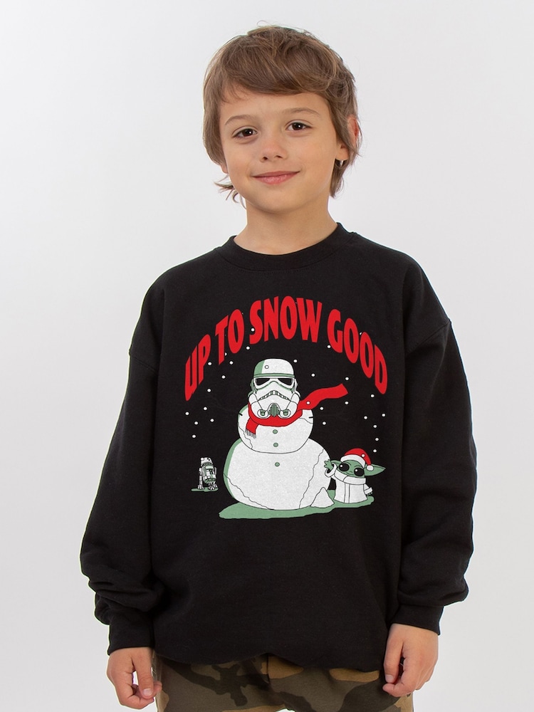 Brands In Black Star Wars The Mandalorian Snowman Christmas Sweatshirt - Image 1 of 4 Brands In Black Star Wars The Mandalorian Snowman Christmas Sweatshirt - Image 1 of 4