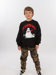 Brands In Black Boys Star Wars The Mandalorian Snowman Christmas Sweatshirt - Image 2 of 4