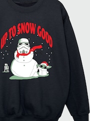 Brands In Black Boys Star Wars The Mandalorian Snowman Christmas Sweatshirt - Image 4 of 4