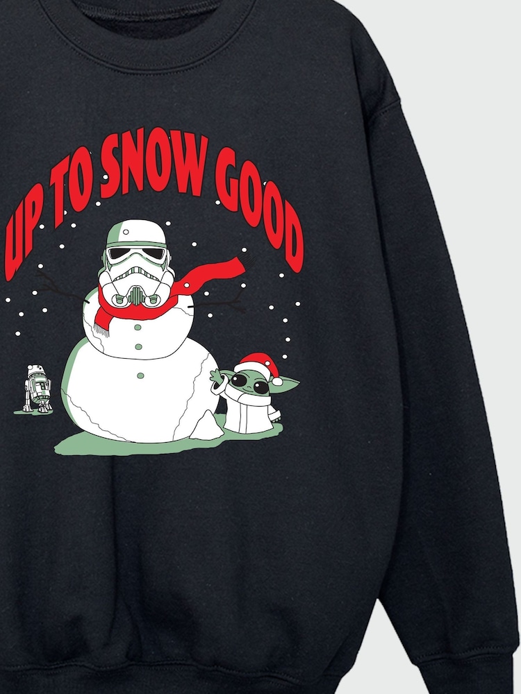 Brands In Black Boys Star Wars The Mandalorian Snowman Christmas Sweatshirt - Image 4 of 4