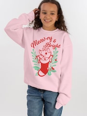 Brands In Pink Girls Disney The Aristocats Meowry and Bright Christmas Sweatshirt - Image 1 of 4