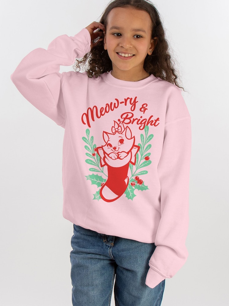 Brands In Pink Girls Disney The Aristocats Meowry and Bright Christmas Sweatshirt - Image 1 of 4