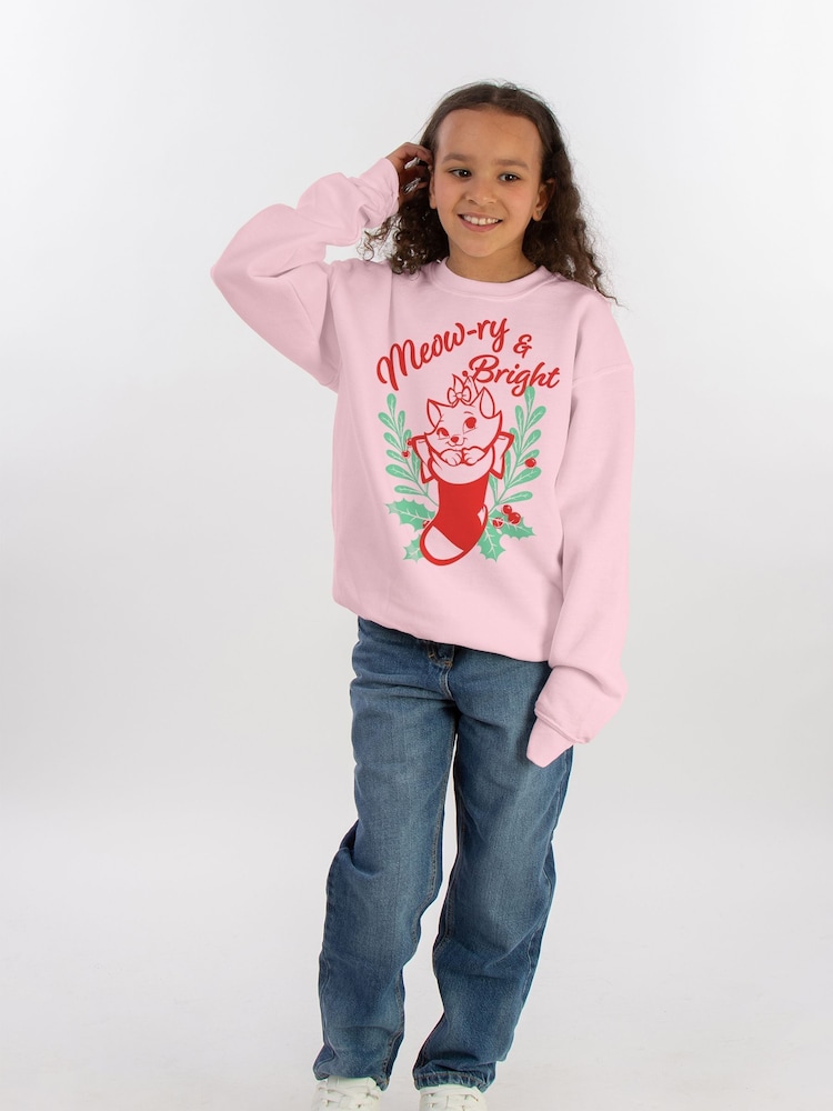 Brands In Pink Girls Disney The Aristocats Meowry and Bright Christmas Sweatshirt - Image 2 of 4