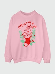 Brands In Pink Girls Disney The Aristocats Meowry and Bright Christmas Sweatshirt - Image 3 of 4